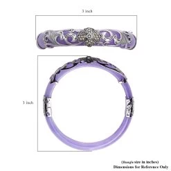 Purple Jade, Swiss Marcasite Bangle Bracelet In Black Oxidized Sterling Silver (8.00 In) 157.00 Ctw -Jewelry store 6013020 4