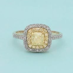 Doorbuster SGL Certified LUXORO 14K Yellow Gold Natural Yellow And White Diamond (I1) Ring (3.25 G) 1.50 Ctw -Jewelry store 6052604 1