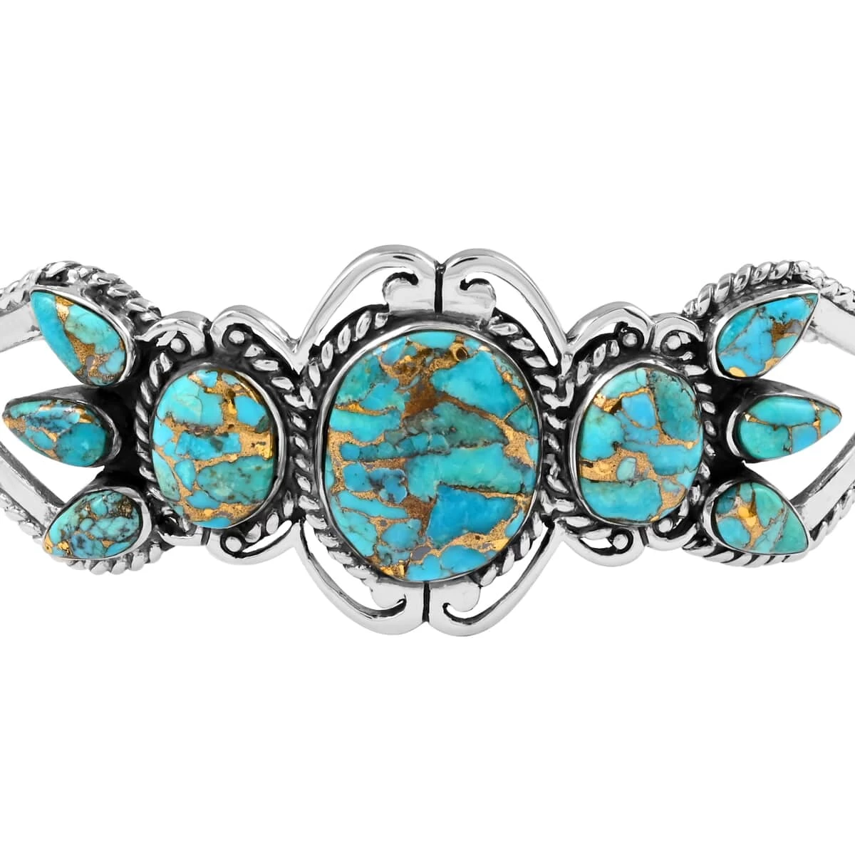 SANTA FE Style Mojave Turquoise Bracelet In Sterling Silver (7.00 In) (19.20 G) 7.50 Ctw 5 SANTA FE Style Mojave Turquoise Bracelet In Sterling Silver (7.00 In) (19.20 G) 7.50 Ctw - Image 3