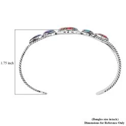 Santa Fe Style Multi Turquoise Cuff Bracelet In Sterling Silver (6.50 In) 7.50 Ctw -Jewelry store 6057760 3