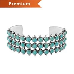 SANTA FE Style Turquoise Cuff Bracelet In Sterling Silver (7.00 In) (30.15 G) 7.50 Ctw
