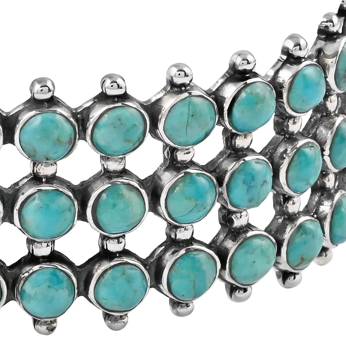 SANTA FE Style Turquoise Cuff Bracelet In Sterling Silver (7.00 In) (30.15 G) 7.50 Ctw 6 SANTA FE Style Turquoise Cuff Bracelet In Sterling Silver (7.00 In) (30.15 G) 7.50 Ctw - Image 4