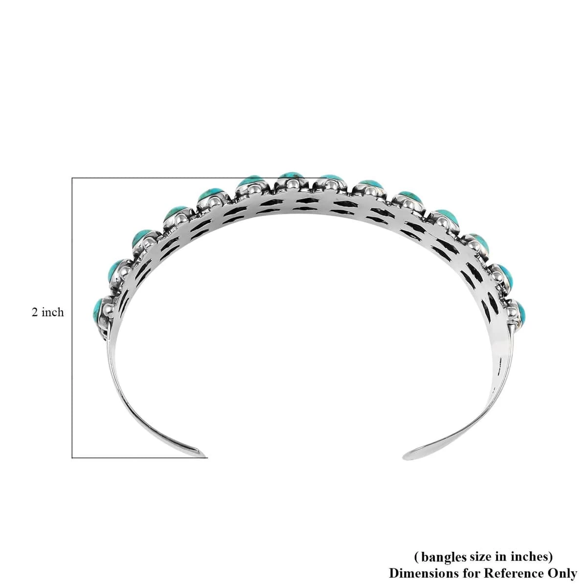 SANTA FE Style Turquoise Cuff Bracelet In Sterling Silver (7.00 In) (30.15 G) 7.50 Ctw 7 SANTA FE Style Turquoise Cuff Bracelet In Sterling Silver (7.00 In) (30.15 G) 7.50 Ctw - Image 5