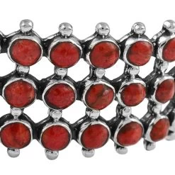 Santa Fe Style Coral Cuff Bracelet In Sterling Silver (7.00 In) 7.50 Ctw -Jewelry store 6057768 3