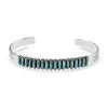 SANTA FE Style Turquoise Cuff Bracelet In Sterling Silver (7.00 In) 8.65 Grams 7.50 Ctw -Jewelry store 6057772