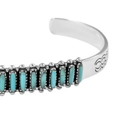SANTA FE Style Turquoise Cuff Bracelet In Sterling Silver (7.00 In) 8.65 Grams 7.50 Ctw -Jewelry store 6057772 2