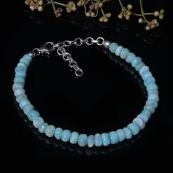 Larimar Beaded Bracelet With Sterling Silver Lobster Clasp (7-8.25In) 42.00 Ctw -Jewelry store 6058333 1