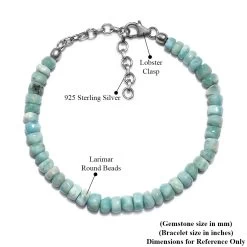 Larimar Beaded Bracelet With Sterling Silver Lobster Clasp (7-8.25In) 42.00 Ctw -Jewelry store 6058333 4