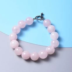 Galilea Rose Quartz Beaded Bracelet In Stainless Steel (7.50 In) 273.50 Ctw -Jewelry store 6127352 1