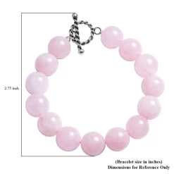 Galilea Rose Quartz Beaded Bracelet In Stainless Steel (7.50 In) 273.50 Ctw -Jewelry store 6127352 2