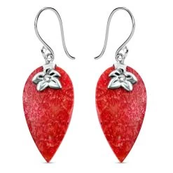 Sponge Coral Floral Drop Earrings In Sterling Silver