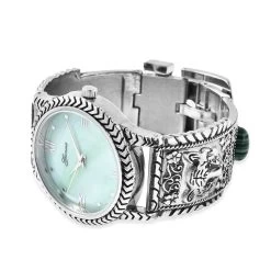 Genoa Green MOP Japanese Movement Malachite Studded Carved Tiger Pattern Bracelet Watch 12 Genoa Green MOP Japanese Movement Malachite Studded Carved Tiger Pattern Bracelet Watch -Jewelry store 6297535 3