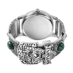 Genoa Green MOP Japanese Movement Malachite Studded Carved Tiger Pattern Bracelet Watch 13 Genoa Green MOP Japanese Movement Malachite Studded Carved Tiger Pattern Bracelet Watch -Jewelry store 6297535 4