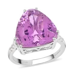 Certified Rhapsody 950 Platinum AAAA Patroke Kunzite And E-F VS Diamond Ring 6.25 Grams 12.50 Ctw