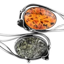 Multi Color Amber Wrap Around Bangle Bracelet In Sterling Silver (Adjustable) -Jewelry store 6303633 3
