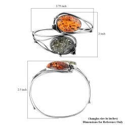 Multi Color Amber Wrap Around Bangle Bracelet In Sterling Silver (Adjustable) -Jewelry store 6303633 4