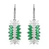 AAA Kagem Emerald And White Zircon Lever Back Earrings In Rhodium Over Sterling Silver 4.30 Ctw -Jewelry store 6304055