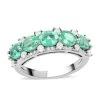 AAA Kagem Emerald And White Zircon Ring In Rhodium Over Sterling Silver 2.20 Ctw