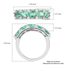 AAA Kagem Emerald And White Zircon Ring In Rhodium Over Sterling Silver 2.20 Ctw -Jewelry store 6304203 5