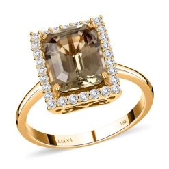 Certified & Appraised ILIANA 18K Yellow Gold AAA Turkizite And G-H SI Diamond Halo Ring 4.10 Grams 4.35 Ctw