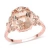Luxoro 14K Rose Gold AAA Marropino Morganite And G-H I2 Diamond Ring 4.40 Ctw -Jewelry store 6304320