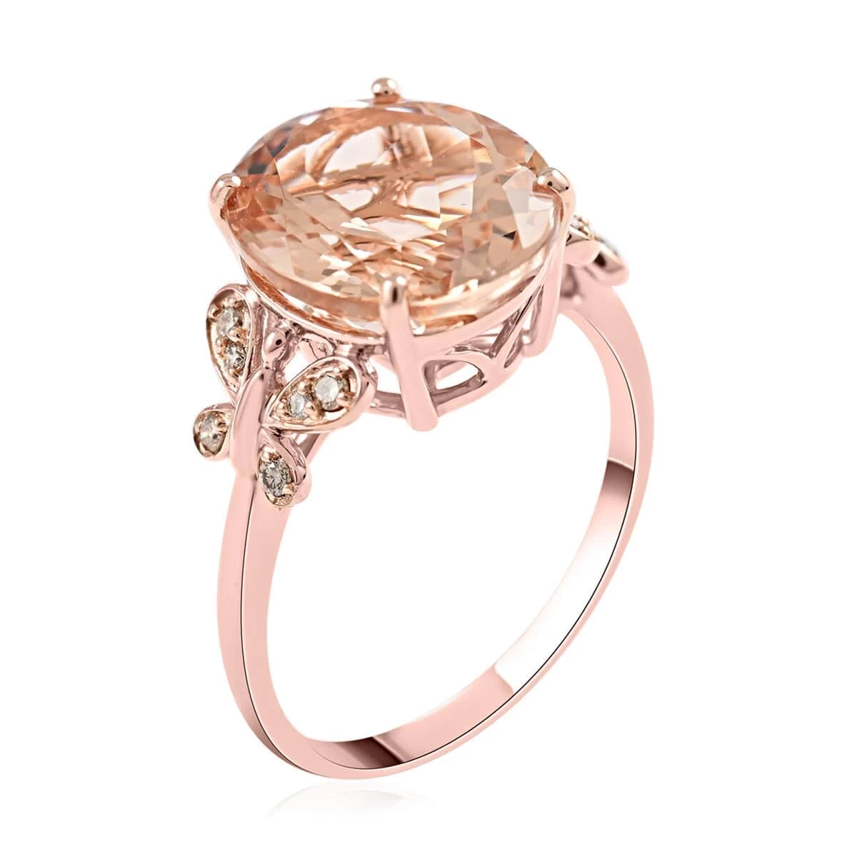 Luxoro 14K Rose Gold AAA Marropino Morganite And G-H I2 Diamond Ring 4.40 Ctw 6 Luxoro 14K Rose Gold AAA Marropino Morganite And G-H I2 Diamond Ring 4.40 Ctw - Image 4