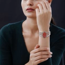 Santa Fe Style Plum Coral Bangle Bracelet In Sterling Silver (6.50 In) 6.50 Ctw 9 Santa Fe Style Plum Coral Bangle Bracelet In Sterling Silver (6.50 In) 6.50 Ctw -Jewelry store 6304817 2