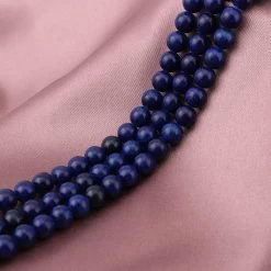 Lapis Lazuli 6-8mm Beaded Triple Row Bracelet In Silvertone (7.25 In) 123.50 Ctw -Jewelry store 6320923 1