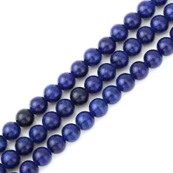 Lapis Lazuli 6-8mm Beaded Triple Row Bracelet In Silvertone (7.25 In) 123.50 Ctw -Jewelry store 6320923 2