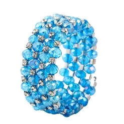 Simulated Blue Sapphire And Austrian Crystal Wrap Bracelet In Silvertone (7.00 In) -Jewelry store 6368831 2