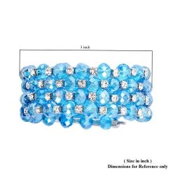 Simulated Blue Sapphire And Austrian Crystal Wrap Bracelet In Silvertone (7.00 In) -Jewelry store 6368831 3