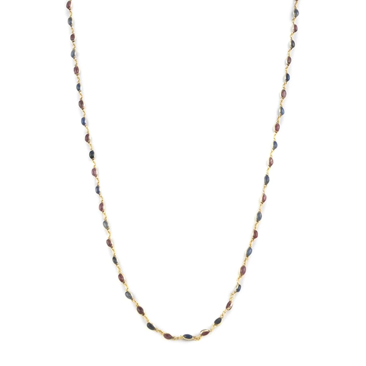 Sapphire And Ruby Bar Beaded Necklace 36 Inches In 14K YG Over Sterling Silver 40.80 Ctw 3 Sapphire And Ruby Bar Beaded Necklace 36 Inches In 14K YG Over Sterling Silver 40.80 Ctw