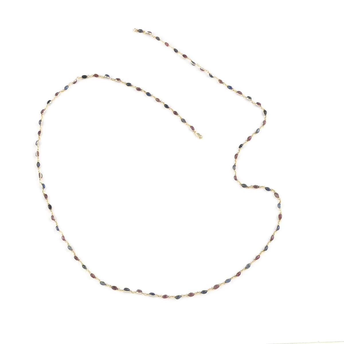 Sapphire And Ruby Bar Beaded Necklace 36 Inches In 14K YG Over Sterling Silver 40.80 Ctw 4 Sapphire And Ruby Bar Beaded Necklace 36 Inches In 14K YG Over Sterling Silver 40.80 Ctw - Image 2