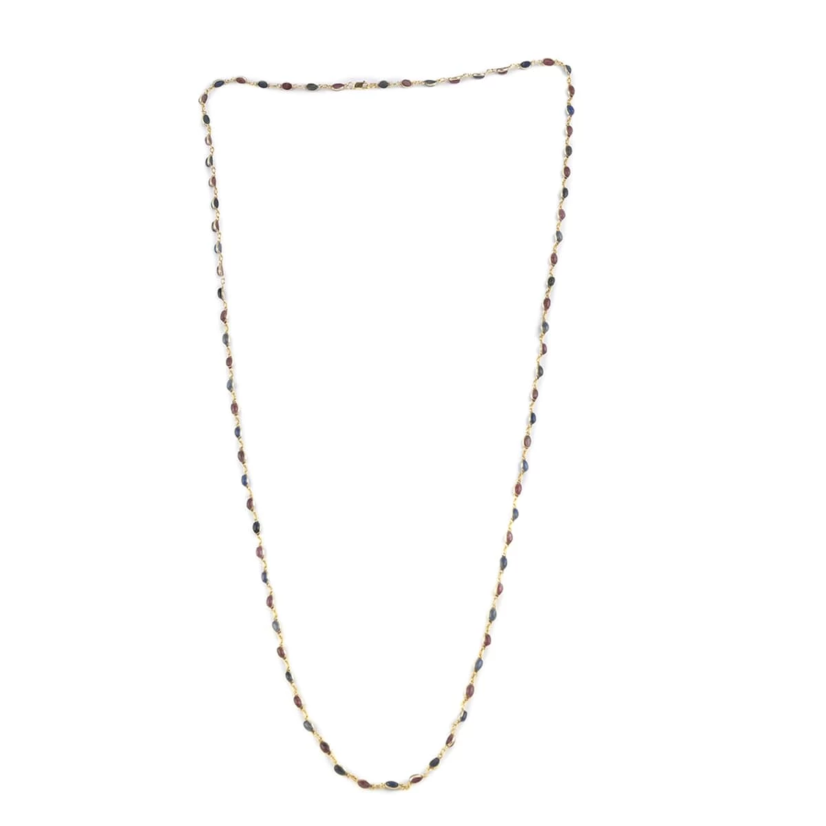 Sapphire And Ruby Bar Beaded Necklace 36 Inches In 14K YG Over Sterling Silver 40.80 Ctw 6 Sapphire And Ruby Bar Beaded Necklace 36 Inches In 14K YG Over Sterling Silver 40.80 Ctw - Image 4