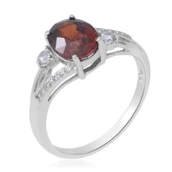 Cambodian Red Zircon And Natural White Zircon Ring In Platinum Over Sterling Silver 3.40 Ctw 9 Cambodian Red Zircon And Natural White Zircon Ring In Platinum Over Sterling Silver 3.40 Ctw -Jewelry store 6708462 2