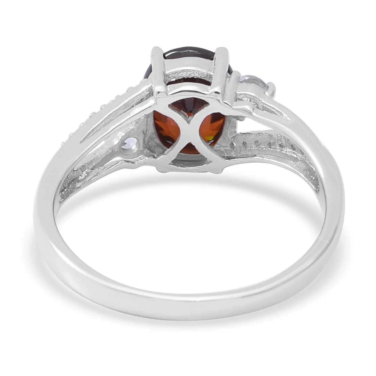 Cambodian Red Zircon And Natural White Zircon Ring In Platinum Over Sterling Silver 3.40 Ctw 6 Cambodian Red Zircon And Natural White Zircon Ring In Platinum Over Sterling Silver 3.40 Ctw - Image 4