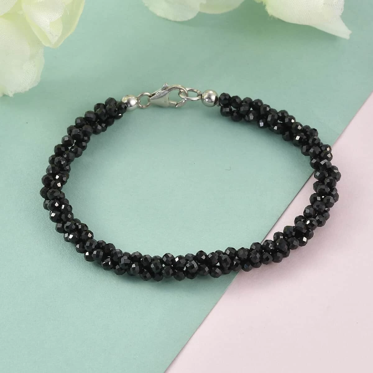 Thai Black Spinel Beaded Bracelet In Platinum Over Sterling Silver (7.25 In) 39.35 Ctw 4 Thai Black Spinel Beaded Bracelet In Platinum Over Sterling Silver (7.25 In) 39.35 Ctw - Image 2