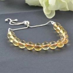 Brazilian Citrine Beaded Bolo Bracelet In Platinum Over Sterling Silver 46.50 Ctw -Jewelry store 6830255 1