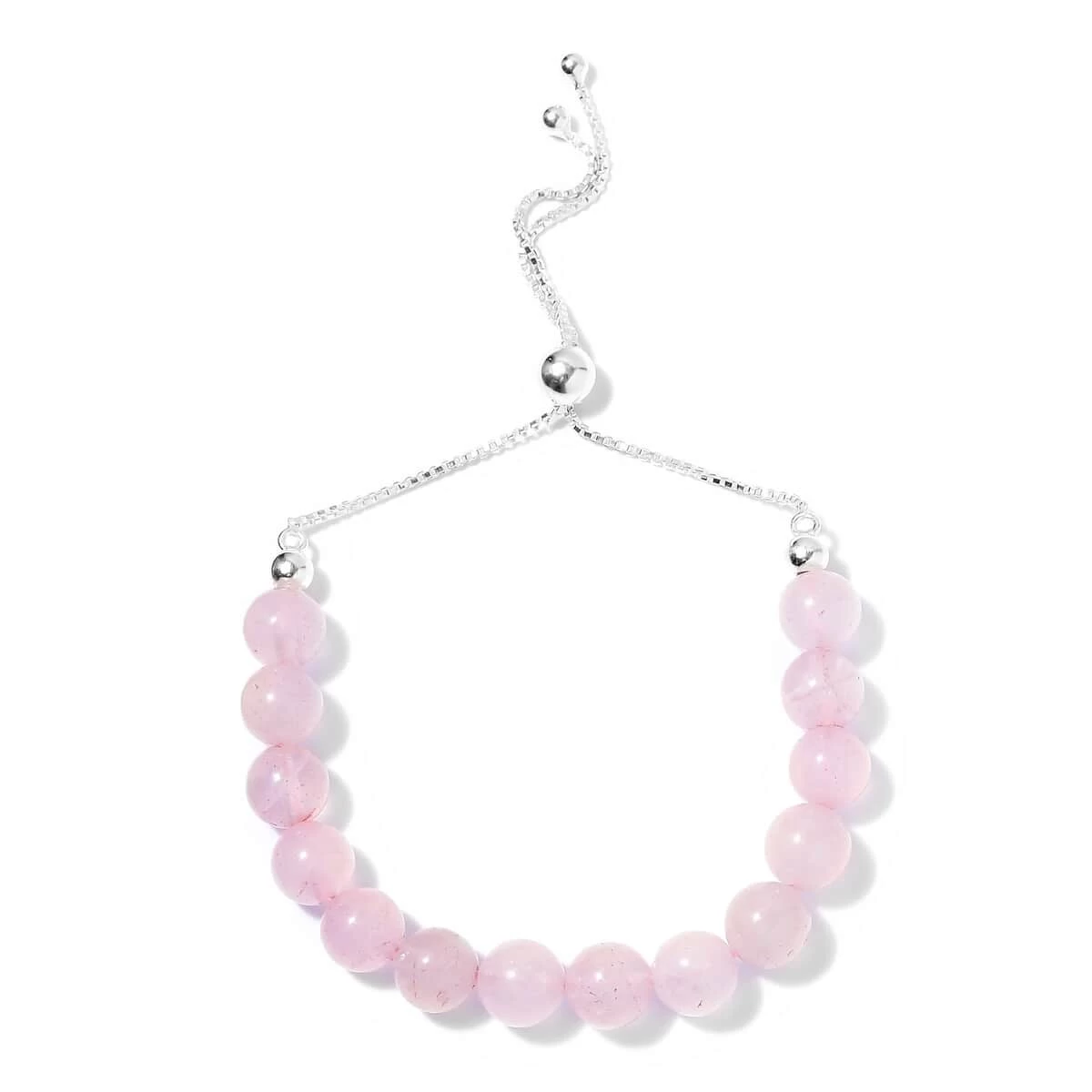 Galilea Rose Quartz Beaded Bolo Bracelet In Platinum Over Sterling Silver 45.10 Ctw 3 Galilea Rose Quartz Beaded Bolo Bracelet In Platinum Over Sterling Silver 45.10 Ctw