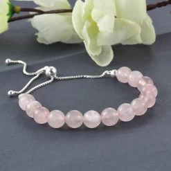 Galilea Rose Quartz Beaded Bolo Bracelet In Platinum Over Sterling Silver 45.10 Ctw 8 Galilea Rose Quartz Beaded Bolo Bracelet In Platinum Over Sterling Silver 45.10 Ctw -Jewelry store 6830256 1