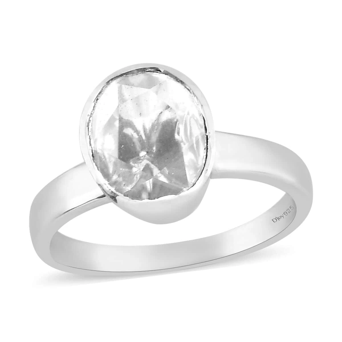 Polki Moissanite Solitaire Ring In Platinum Over Sterling Silver 0.50 Ctw 3 Polki Moissanite Solitaire Ring In Platinum Over Sterling Silver 0.50 Ctw