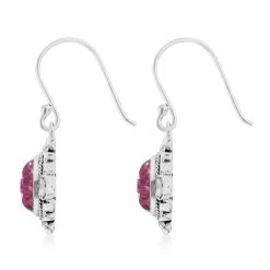 Artisan Crafted Niassa Ruby Carved And Polki Diamond Earrings In Sterling Silver 8.90 Ctw -Jewelry store 6849662 3