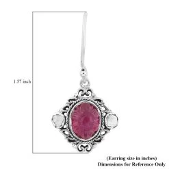 Artisan Crafted Niassa Ruby Carved And Polki Diamond Earrings In Sterling Silver 8.90 Ctw -Jewelry store 6849662 4