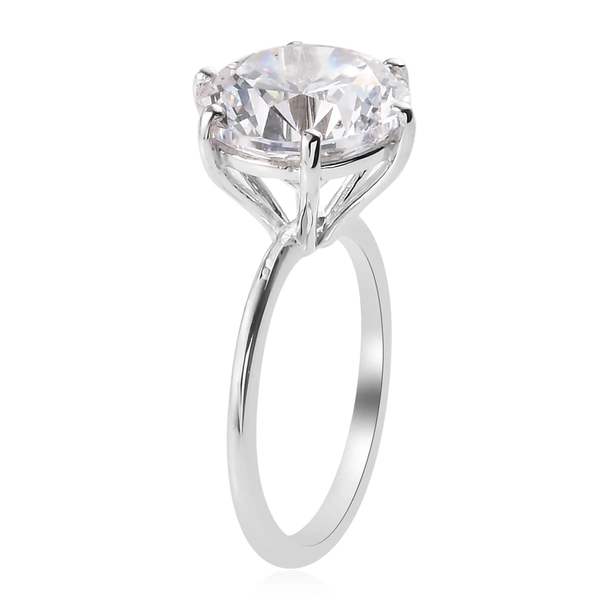 Lustro Stella Made With Finest CZ Solitaire Ring In Platinum Over Sterling Silver Solitaire 9.65 Ctw 6 Lustro Stella Made With Finest CZ Solitaire Ring In Platinum Over Sterling Silver Solitaire 9.65 Ctw - Image 4