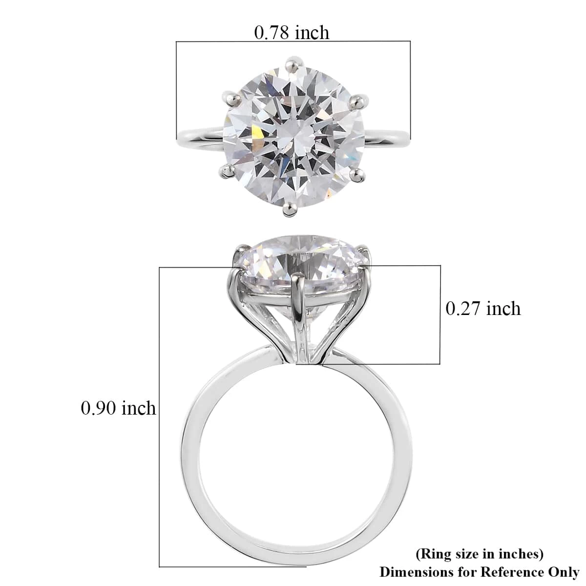 Lustro Stella Made With Finest CZ Solitaire Ring In Platinum Over Sterling Silver Solitaire 9.65 Ctw 8 Lustro Stella Made With Finest CZ Solitaire Ring In Platinum Over Sterling Silver Solitaire 9.65 Ctw - Image 6
