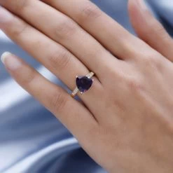 Luxoro 10K Yellow Gold AAA Moroccan Amethyst And Diamond Ring 3.50 Ctw -Jewelry store 7011675 2