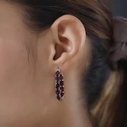 Premium Orissa Rhodolite Garnet Inside Out Hoop Earrings In Platinum Over Sterling Silver 9.35 Ctw -Jewelry store 7017095 2