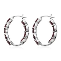 Premium Orissa Rhodolite Garnet Inside Out Hoop Earrings In Platinum Over Sterling Silver 9.35 Ctw -Jewelry store 7017095 3