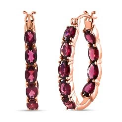 Orissa Rhodolite Garnet Inside Out Hoop Earrings In Vermeil Rose Gold Over Sterling Silver 9.90 Ctw