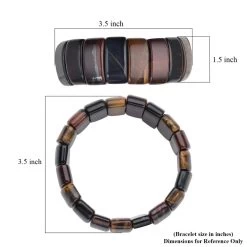 Yellow Multi Color Tiger's Eye Boho Block Bracelet, Stretch Bracelet For Women, Jewelry Gifts For Women 450.00 Ctw -Jewelry store 7018283 6